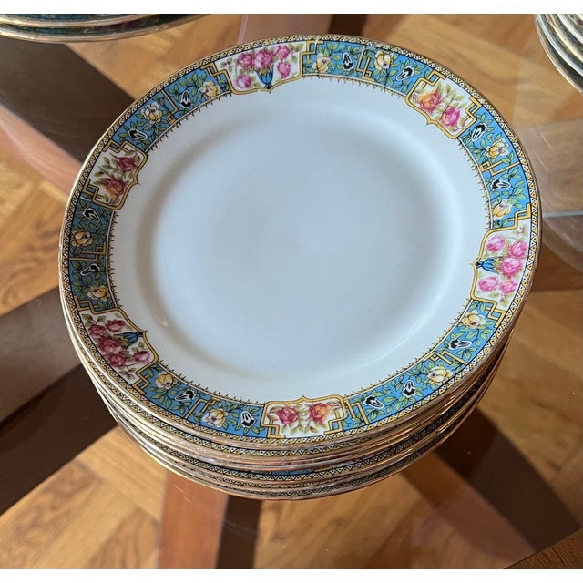 53 Piece Limoges France all marked MF (Martin Ferris) dinnerware set service for 8 8 dinner plates. 8 soup bowls. 8...