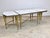 Mid 20th Century Mid 20th Century French Neoclassical Regency Style Tripartite X-Base Brass & Carrara Marble Tables For Sale - Image 5 of 12