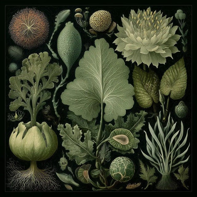 Set of 15 - 90' X 54' Evergreen Organic Modern Gallery Wall Installation Botanical Prints - Dark Green, Unframed For Sale - Image 11 of 17