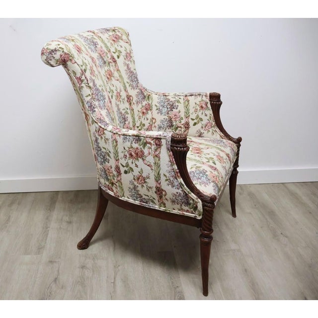 English Pair of Georgian Revival Mahogany Library Lounge Chairs, C. 1925–1945 For Sale - Image 3 of 12