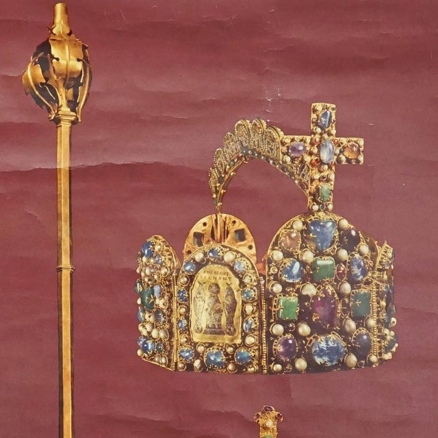 The vintage pull-down wall chart illustrates the Coronation insignia of the Holy Roman Empire of the German Nation....