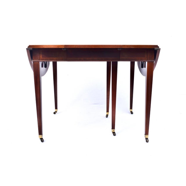 1960s Mahogany Dining Table With Drop Leaf Option by Baker Furniture For Sale - Image 5 of 18