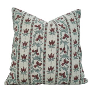 Fabdivine Indian Block Print Cushion Cover 16x16 Inch Viscose Linen-Laxmi For Sale