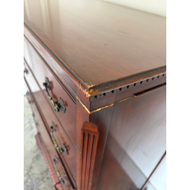 Wood Vintage Drexel “Wentworth House Group” Mahogany 5-Drawer Highboy Chest, Model No. 2130-2 - Circa 1940s For Sale - Image 7 of 8