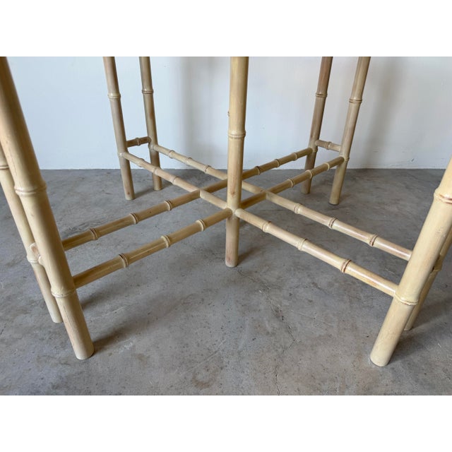 Hollywood Regency 1970s Hollywood Regency Faux Bamboo Carved Wood Dining Table Base For Sale - Image 3 of 12