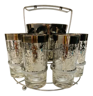 Kimiko Signed Coat of Arms Highball & Caddy Set - 10 Pieces