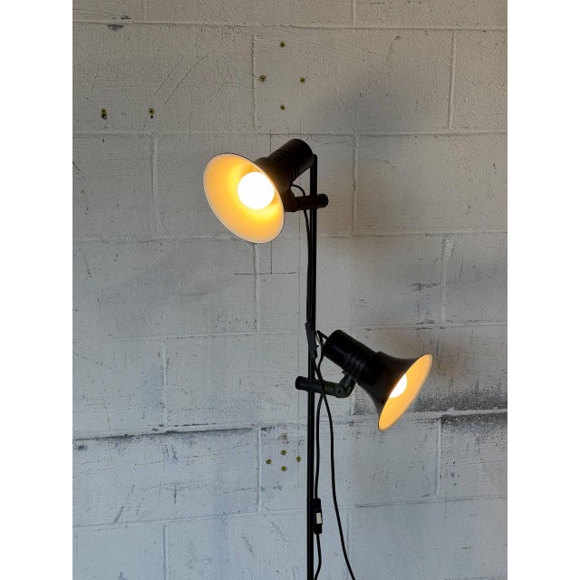 Black Metal Dual Shade Floor Lamp Mid-Century Modern 1970s For Sale - Image 9 of 10