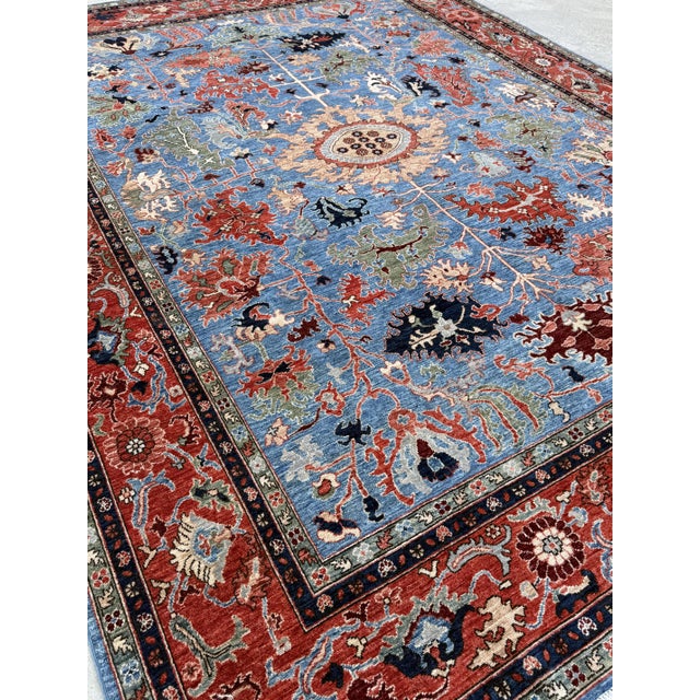 Textile Blue Persian Bidjar Design Hand-Knotted Wool Rug, 09'01 X 11'10 For Sale - Image 7 of 10