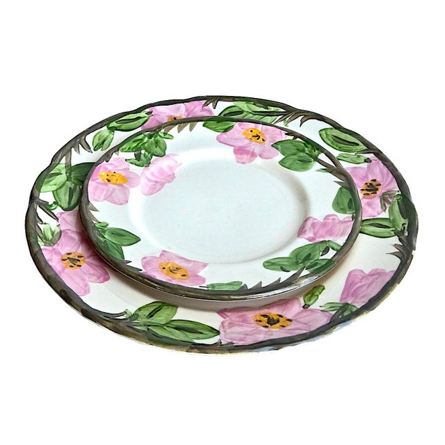 Mid-Century Modern Vintage Franciscan Desert Rose Dinner and Salad Plates Made in England, 24 Pieces For Sale - Image 3 of 17
