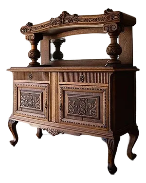 Antique Victorian Sideboard Buffet Carved Oak Server Renaissance Revival 19th Century Furniture Ornate Dining Room Cabinet Mirrored Back