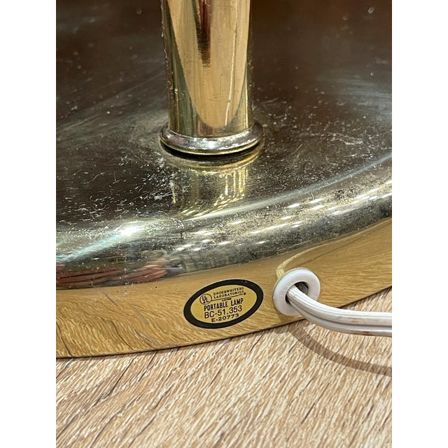1970s Space Age Brass Arc Floor Lamp With Dome Shade For Sale - Image 9 of 9