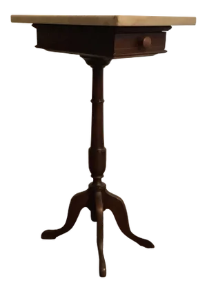 19th Century Victorian Marble Top Stand With Drawer