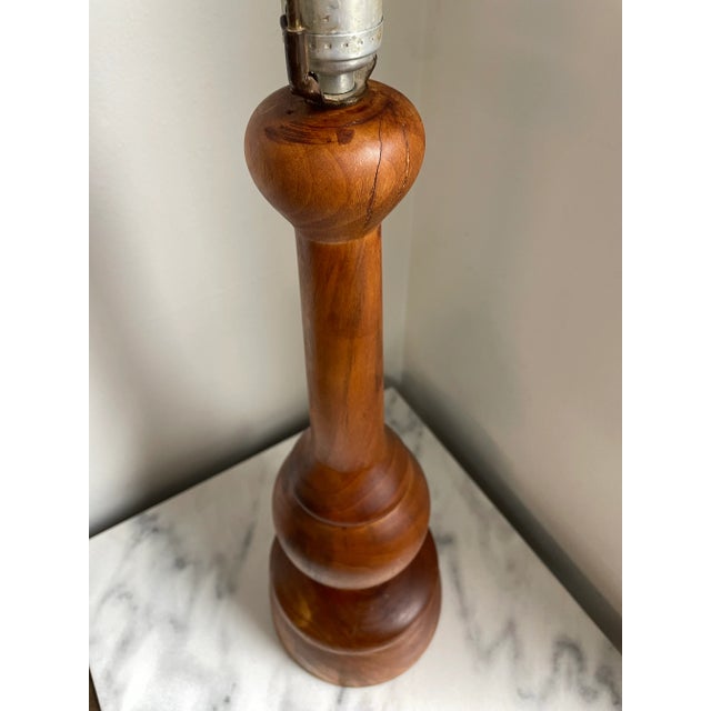 Mid 20th Century Hand Made Turned Wood Lamp For Sale - Image 4 of 11