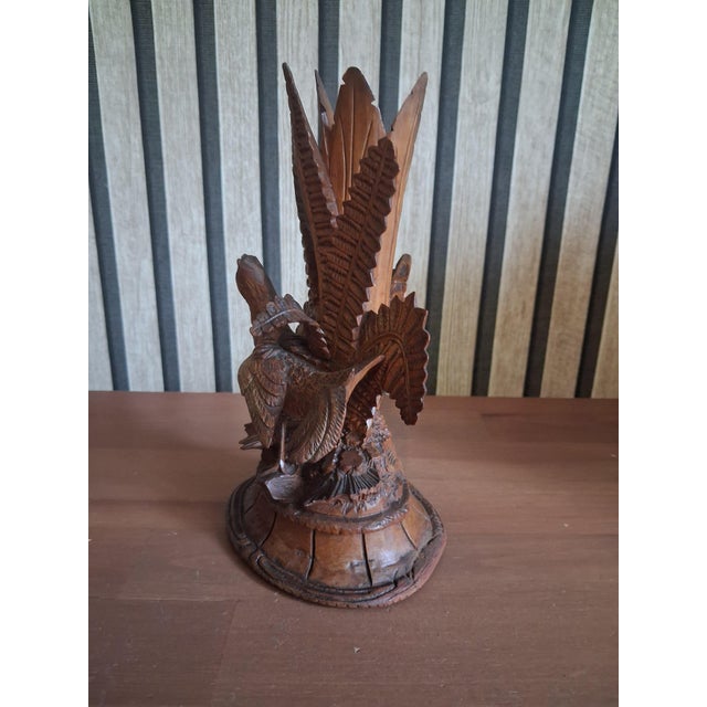 Antique Black Forest Hand-Carved Linden Wood Bird Vase Holders, 1890s, Set of 2 For Sale - Image 10 of 11