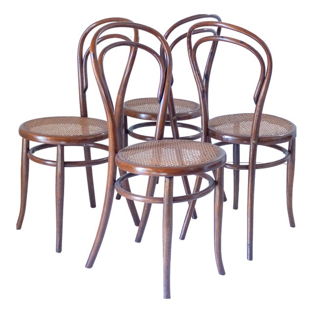 Antique Bentwood and Cane Dining Chairs by Josef Hoffmann, 1900s, Set of 4 For Sale