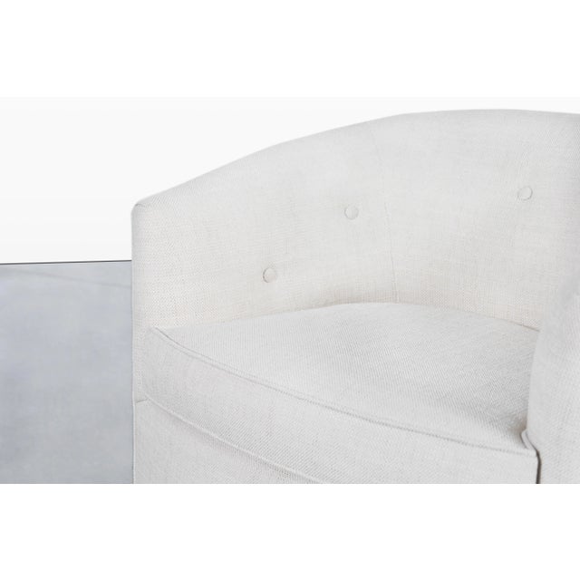 Off-white Mid-Century Modern Barrel Walnut Swivel Lounge Chairs After Milo Baughman, 1960s For Sale - Image 8 of 12