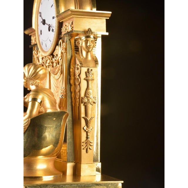 Bronze c.1820 Reiche Empire Gilt Ormolu Bronze Clock For Sale - Image 8 of 18