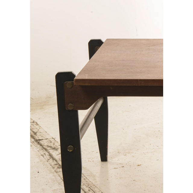 Vintage coffee table vintage design guido faleschini walnut furred wood and painted legs with metal parts 1960s category...