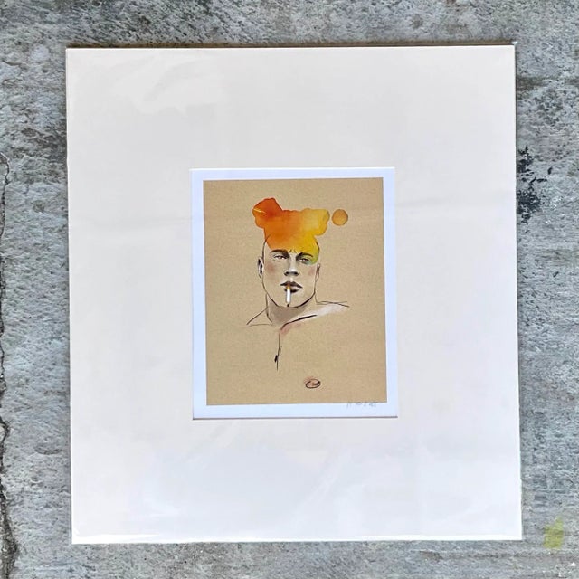 Contemporary Hand Signed Original Print of Color Study of Man For Sale - Image 4 of 6