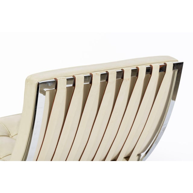 Mid Century Cream Barcelona Chairs by Mies Van Der Rohe for Knoll, 1980s For Sale - Image 13 of 18