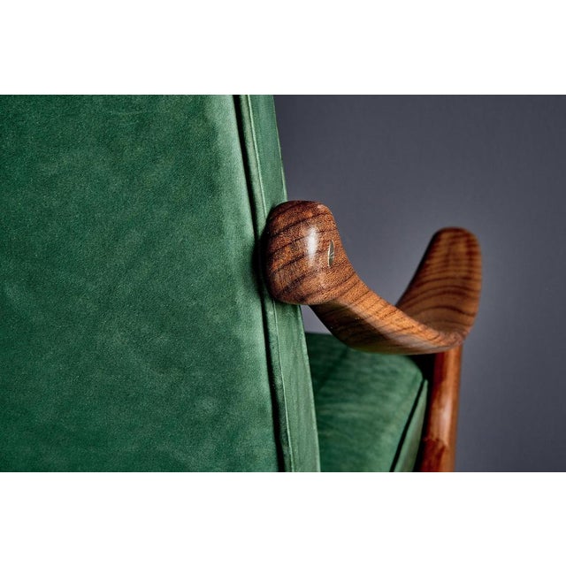 Highback Lounge Chair in Teak and Green Leather from Arne Hovmand-Olsen, 1960s For Sale - Image 9 of 15