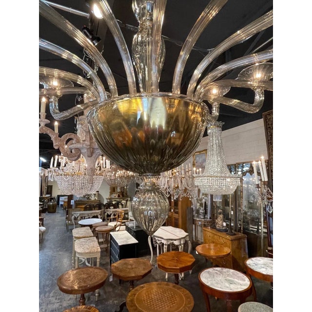 Early 21st Century Large Scale Murano Glass 16 Light Modern Chandelier For Sale - Image 5 of 10