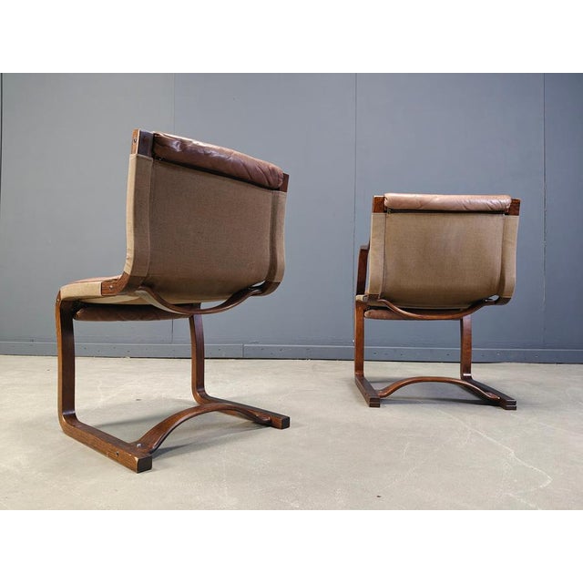 Vintage Leather and Plywood Chairs from Asko Pajamies, Finland, 1970s, Set of 6 For Sale - Image 3 of 13