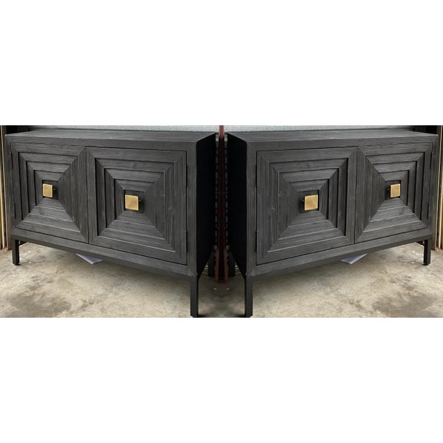 New Uttermost Organic Modern Distressed Black and Gilt Cabinets / Credenza - Pair For Sale - Image 12 of 12