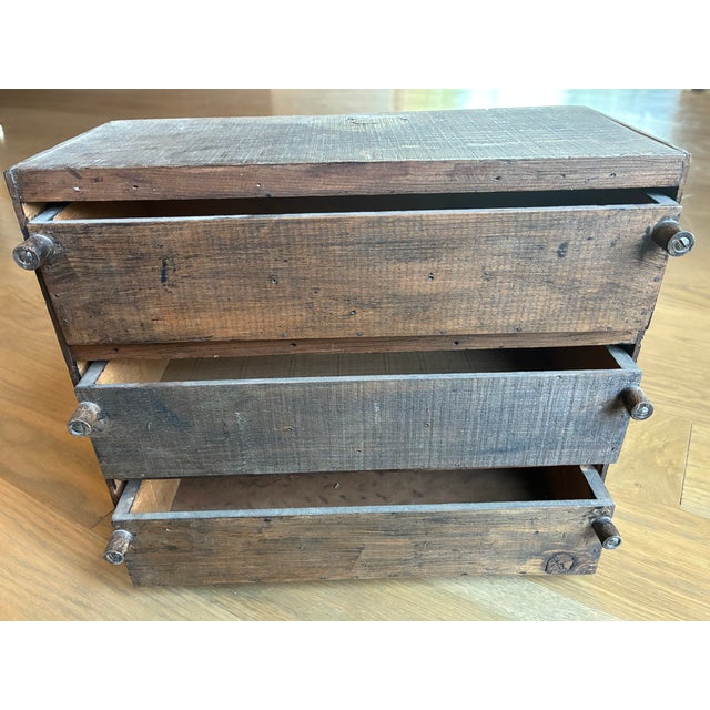 Mid 20th Century Small Miniature Wooden Chest of Drawers For Sale - Image 4 of 5