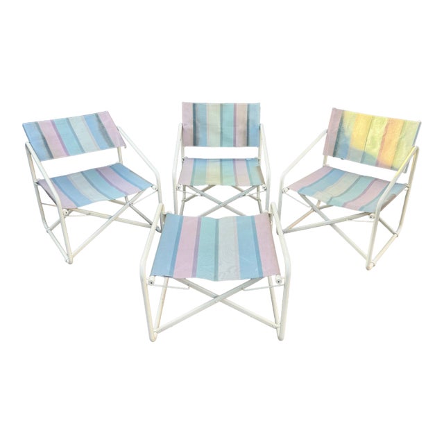 Vintage Brown Jordan "Nomad" Chairs and Ottoman - Set of Four For Sale