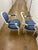 1960s Pair of Mid 20th Century Blue and White Louis XIV Oval Back Arm Chairs For Sale - Image 5 of 6