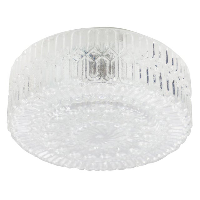 Mid-Century Round Textured Glass Flush Mount For Sale - Image 10 of 12