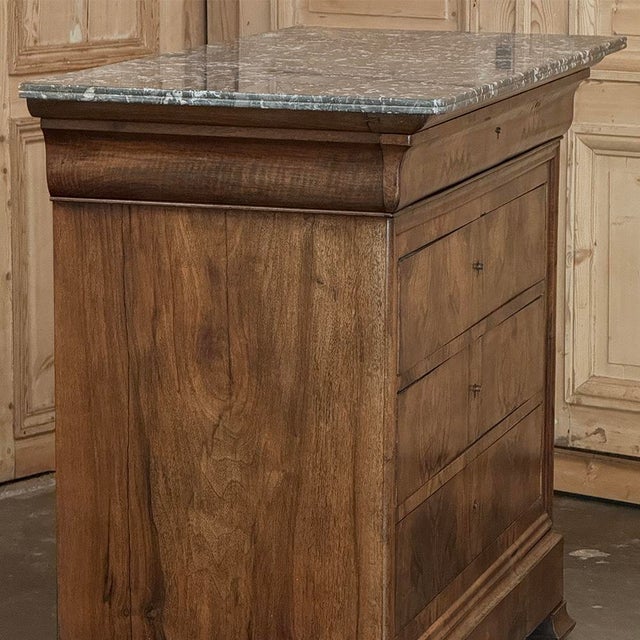 Louis Philippe Period Burl Walnut Marble Top Commode For Sale - Image 10 of 18