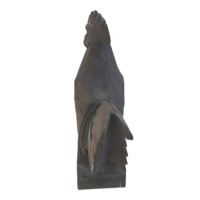 Vintage Rustic Primitive Farmhouse Hand-Carved Wooden Chicken/Hen Sculpture For Sale - Image 4 of 6