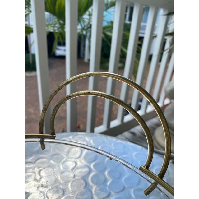 1950s 1950 Jeanette Glass & Brass Serving Chip and Dip Bowl For Sale - Image 5 of 8