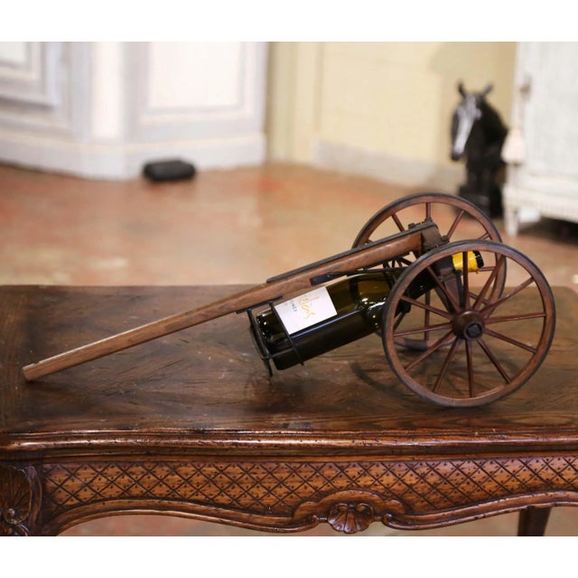 Early 20th Century Early 20th Century French Oak and Iron Wine Bottle Carrier Trolley For Sale - Image 5 of 9