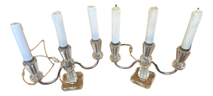 Art Deco Electrified Chandeliers in Cut Crystal and Chrome Metal, 1930, Set of 2