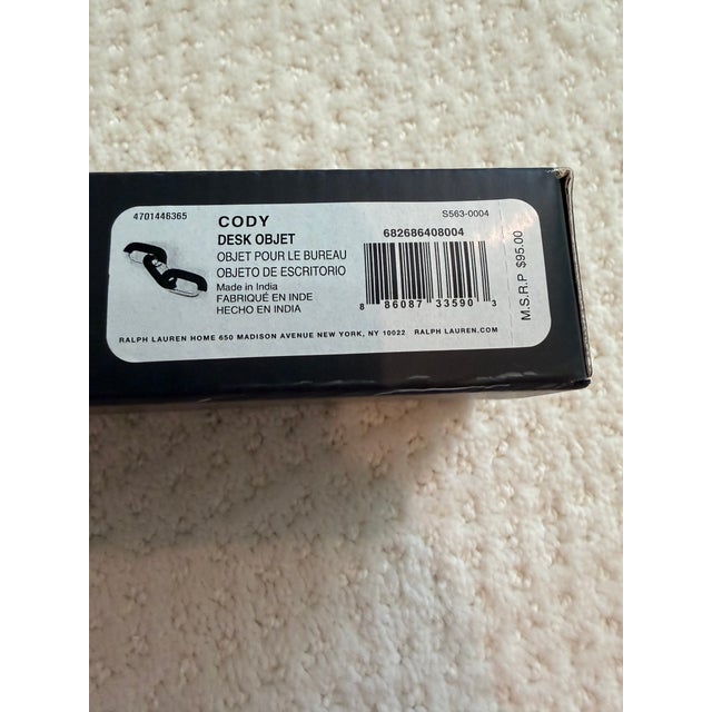 2020s Ralph Lauren Cody Desk Object Navy Gold New in Box For Sale - Image 5 of 10