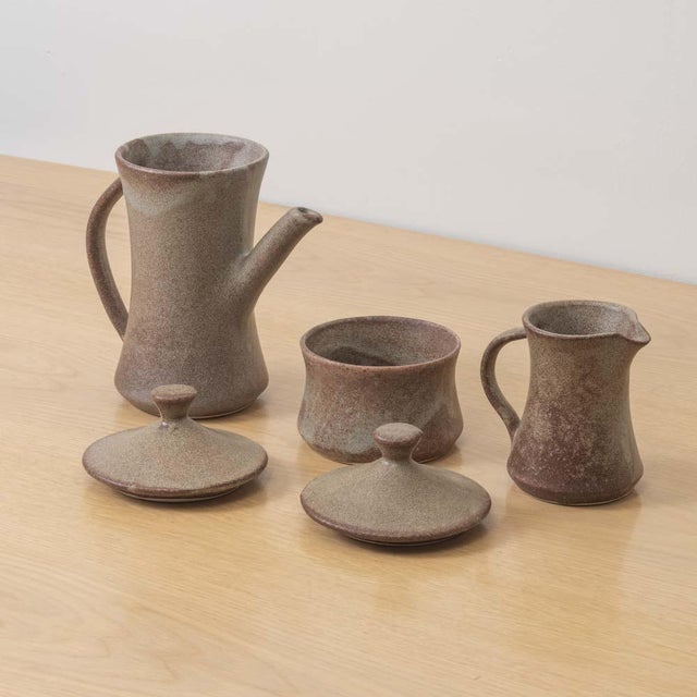 1960s French Stoneware Ceramic Coffee Set- 7 Pieces For Sale - Image 16 of 18
