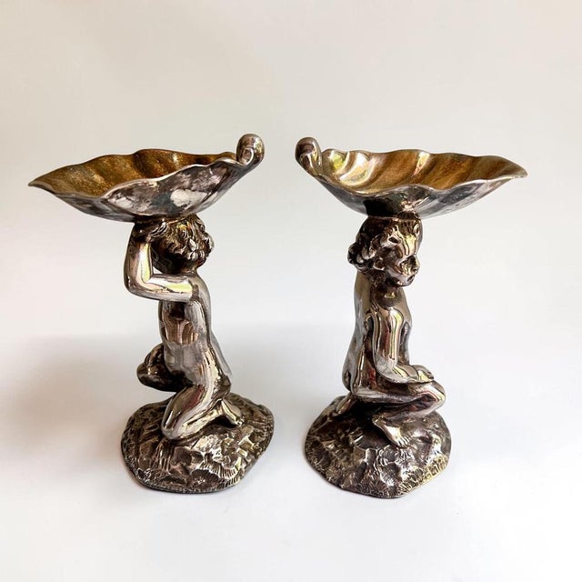 Silver-Plated Gilt Lined Figural Salts Cellars from Elkington, 1900s, Set of 2 For Sale - Image 7 of 7