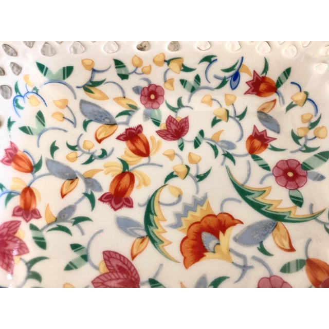 Ceramic Mid 20th-Century Reticulated Floral Chintz Porcelain Vide Poche / Catchall Dish, Germany For Sale - Image 7 of 13