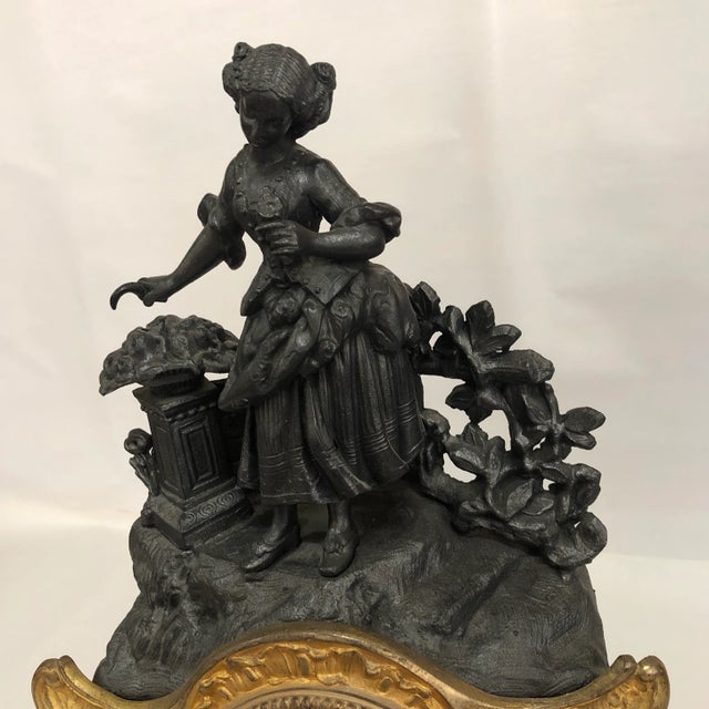 1830s Vintage French Bronze & Copper Clock For Sale - Image 11 of 13