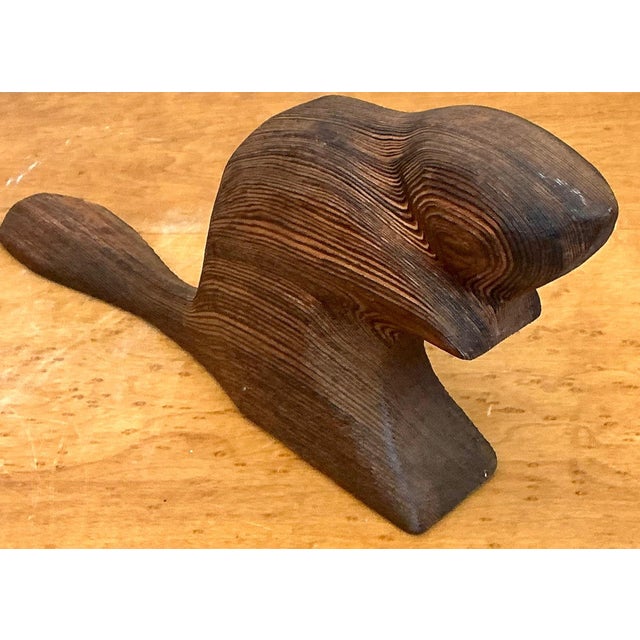Vintage Carved Wood Beaver Sculpture For Sale In West Palm - Image 6 of 16