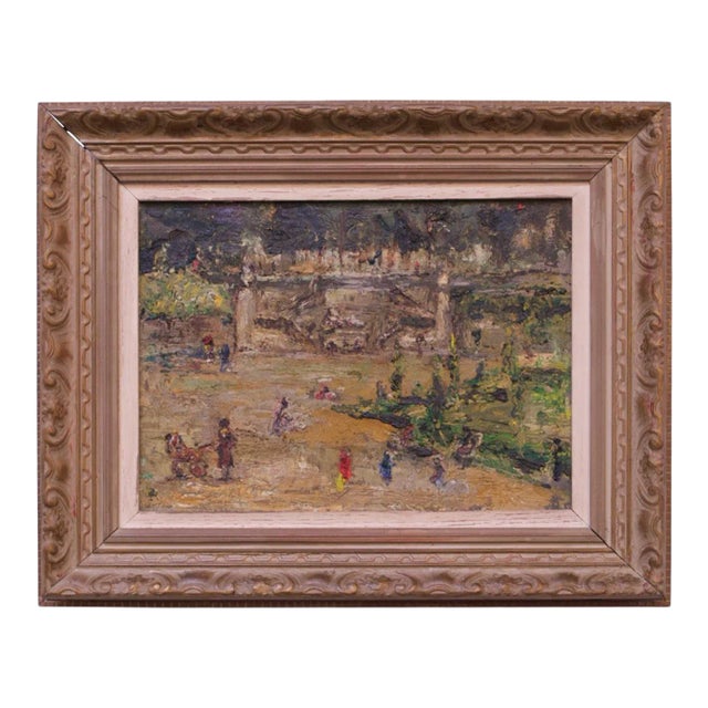 French Post-Impressionist "Jardins Des Tuileries" Oil on Canvas For Sale