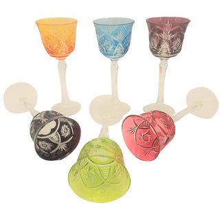 Bohemia Cut Crystal Glasses, 1960s, Set of 6 For Sale