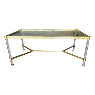 Brass and Glass Coffee/Side Table, 1970s For Sale