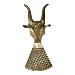 Circa 1970 Funky Cool Solid Cast Brass Steer Head Boot Jack For Sale