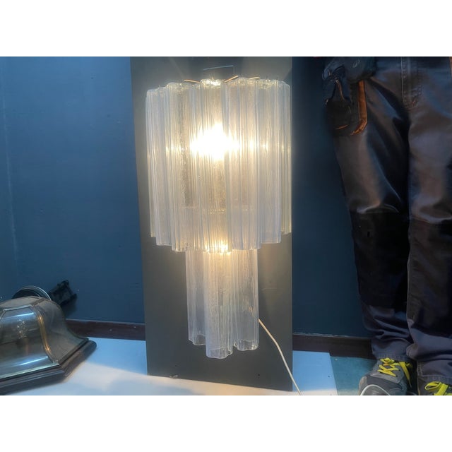 1980s Large Murano Glass Light Blue Tronchi Wall Lights, 1980s, Set of 2 For Sale - Image 5 of 9