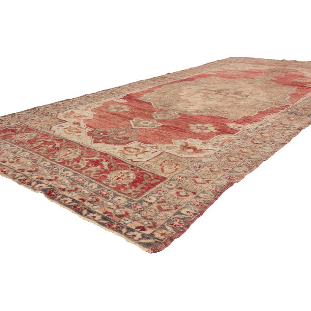 52980 Vintage Turkish Oushak Rug, 04'11 x 11'02. The Anatolian Garden: A Vintage Turkish Oushak Masterpiece of Botanical...
