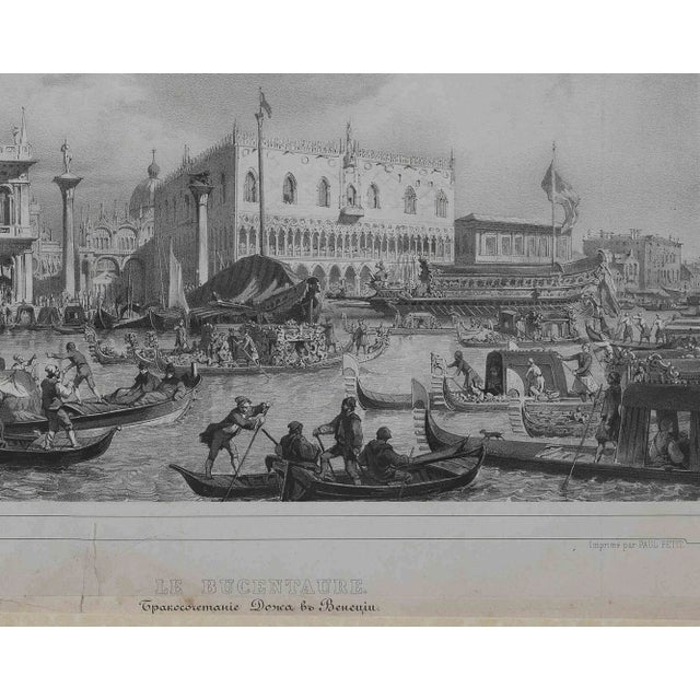 Le Bucentaure is an original artwork realized by Eugene Huot between 1845-1847. Black and white etching After Antonio...